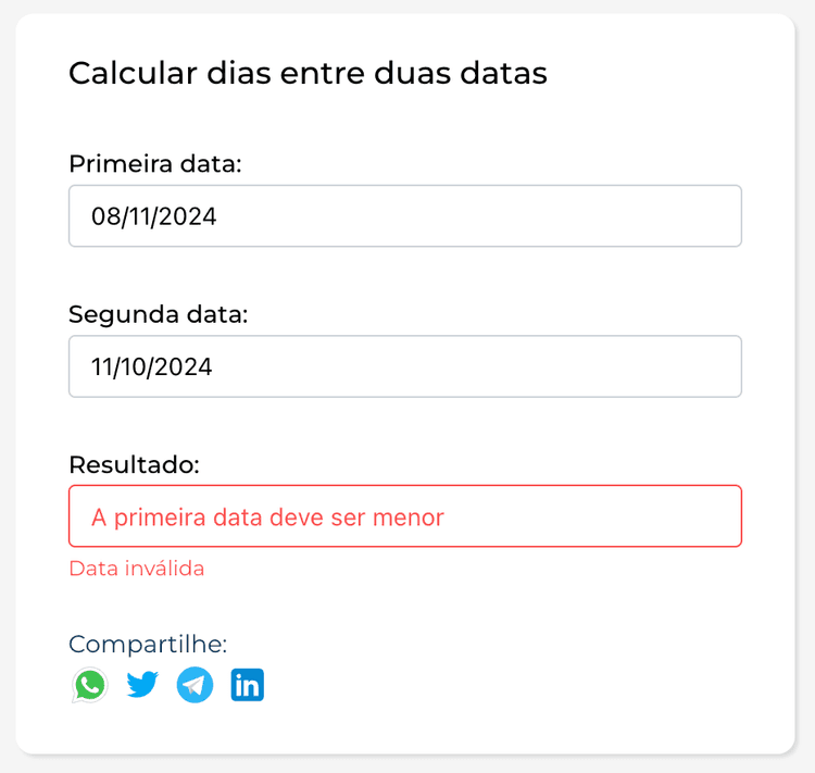 Segundo exemplo de cálculo usando nossa calculadora de dias entre duas datas