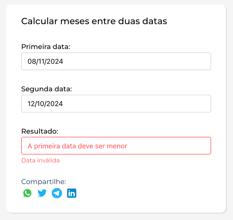 Segundo exemplo de cálculo usando nossa calculadora de meses entre duas datas