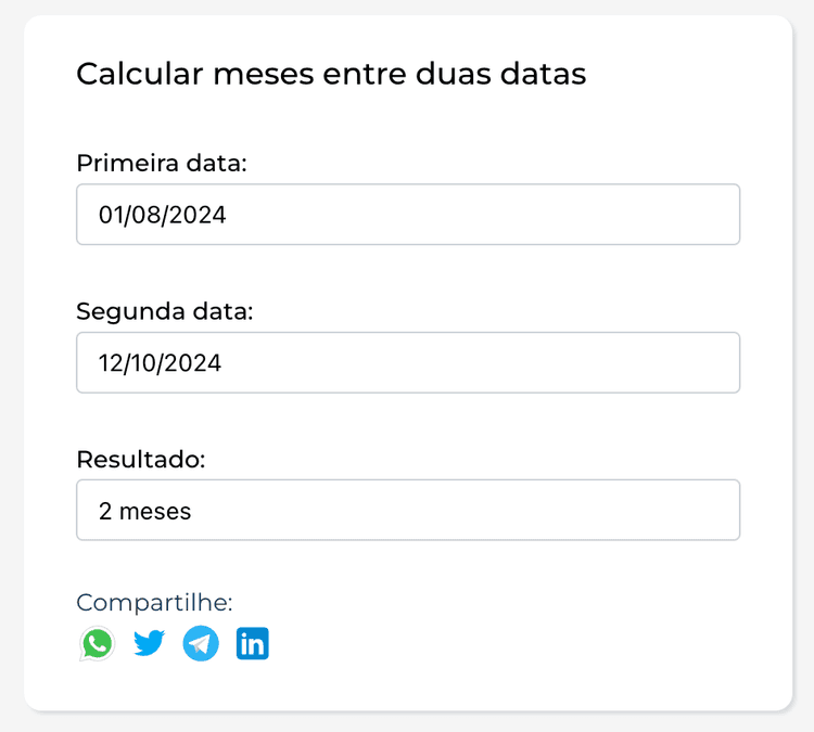 Primeiro exemplo de cálculo usando nossa calculadora de meses entre duas datas